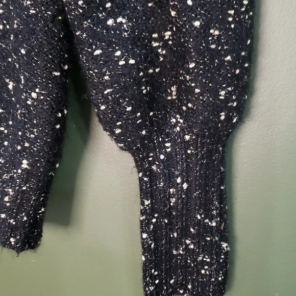 Ann Taylor Factory Balloon Sleeve Sweater Women's Size XS Mock Neck Black Gold - Picture 2 of 7